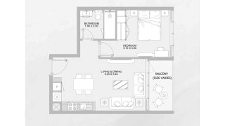 Apartment floor plan, 1 bedroom in VISTA 3 No. 11008